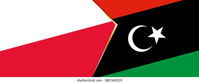 Poland and Libya flags, two vector flags symbol of relationship or confrontation.