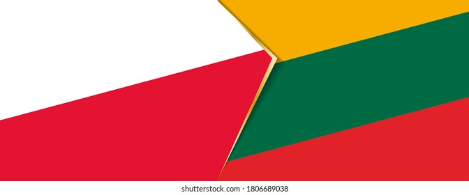 Poland and Lithuania flags, two vector flags symbol of relationship or confrontation.