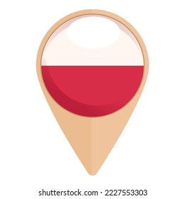 Vector de dibujos animados de icono de ubicación en Polonia. Cultura de viajes. País de turismo