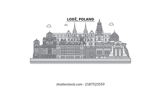 Poland, Lodz city skyline isolated vector illustration, icons