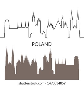 Poland logo. Isolated Polish architecture on white background