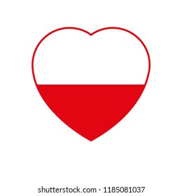 Poland love, flag inside to heart