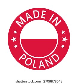 Poland Made in Stamp in circle with flag Vector template on white background
