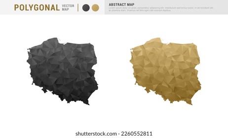 Poland map of abstract gold and black vector polygon set couple.