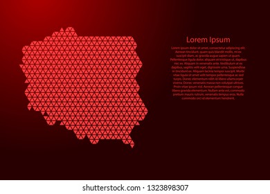 Poland map abstract schematic from red triangles repeating pattern geometric background with nodes for banner, poster, greeting card. Vector illustration.