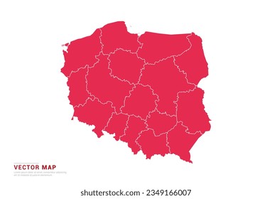 Polnische Karte - abstraktes Rot einzeln auf weißem Hintergrund für Infografik, Design-Vektorgrafik.