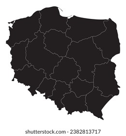 Poland map. Map of Poland in administrative regions
