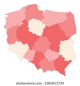 Poland map. Map of Poland in administrative regions