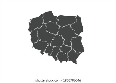 Poland Map black Color on White Backgound