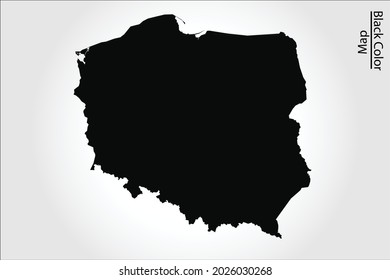 Poland map black Color on Backgound