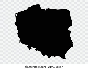 Poland Map black Color on Backgound png  not divided into cities