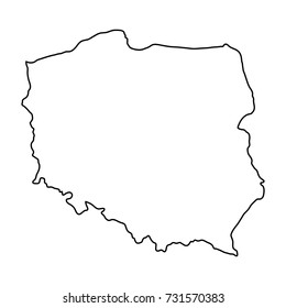 Poland map of black contour curves of vector illustration
