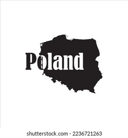 Poland map and black lettering design on white background