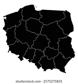 poland map black per region 