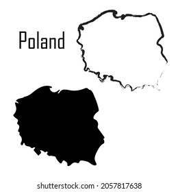 Polonia mapea ilustración vectorial en blanco y negro.