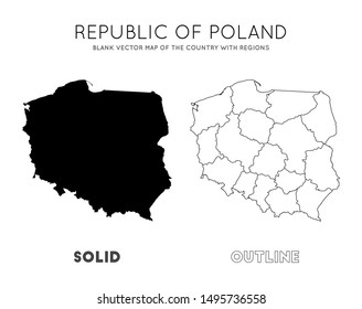 Poland map. Blank vector map of the country with regions. Borders of Poland for your infographic. Vector illustration.