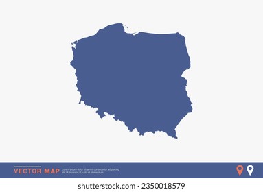 Poland Map - blue abstract style isolated on white background for infographic, design vector.