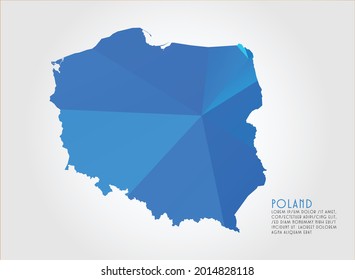 Poland map blue Color on white background polygonal