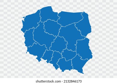 Poland Map blue Color on Backgound png