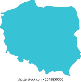 Poland MAP in Blue, Country Map, Poland, Border Map, Border line of Poland, Geographic Map