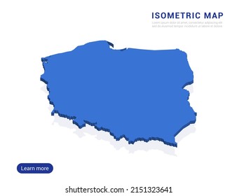 Polonia mapea el azul aislado sobre fondo blanco con 3d ilustración vectorial isométrica.