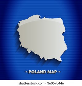 Poland Map Blue Line 3D Vector