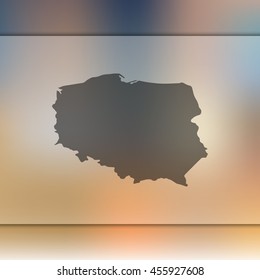 Poland map. Blurred background with silhouette of Poland map. Vector silhouette of Poland map