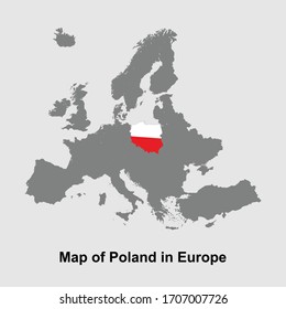 Poland map colored with flag colors in Europe isolated vector illustration