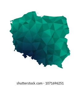 Poland map - Colorful Polygonal map of Poland rumpled triangular low poly style gradient graphic background , Vector illustration eps 10.