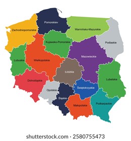 poland map colour per region