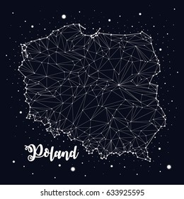 Poland, map, constellation, vector