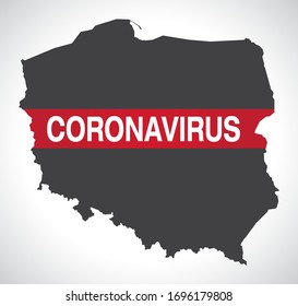 Poland map with Coronavirus warning illustration