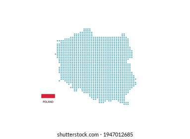 Poland map design blue circle, white background with Poland flag.