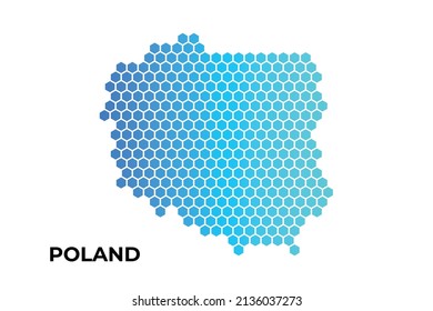 Polen Karte digital hexagon-Form auf weißem Hintergrund, Vektorgrafik