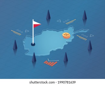 Poland Map, Flag and Currency Modern Isometric Business and Economy Vector Illustration Design