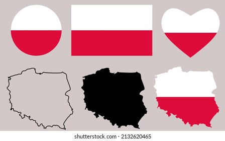 Poland Map Flag Icon Set