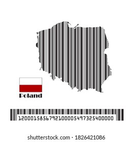 Poland map flag made bar code, vector illustration.