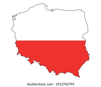 Poland Map Flag Outline Polish State Stock Vector (Royalty Free ...