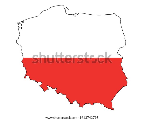 Poland Map Flag Outline Polish State Stock Vector (royalty Free 