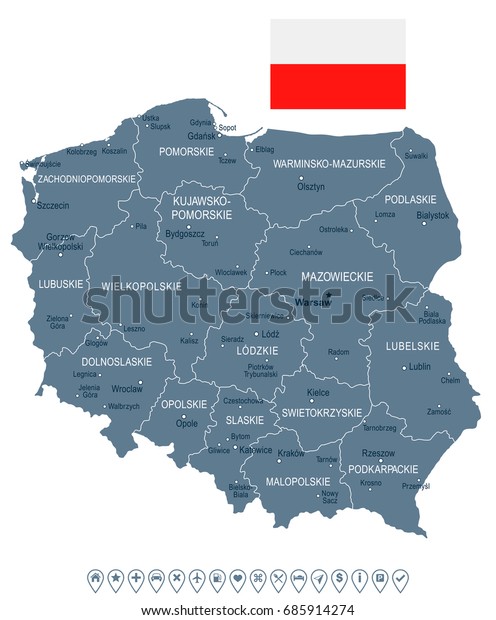 Poland map and flag -\
vector illustration