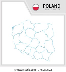 Poland map and flag in white background