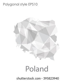 Poland map in geometric polygonal style.Abstract triangle,modern design background.