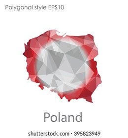 Poland map in geometric polygonal style.Abstract triangle,modern design background.