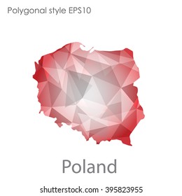 Poland map in geometric polygonal style.Abstract triangle,modern design background.