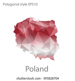 Poland map in geometric polygonal style.Abstract gems triangle,modern design background.