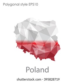 Poland map in geometric polygonal style.Abstract gems triangle,modern design background.