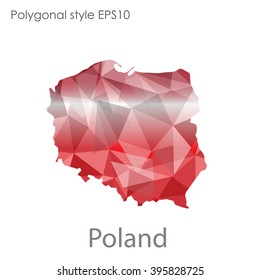 Poland map in geometric polygonal style.Abstract gems triangle,modern design background.