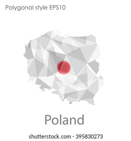 Poland map in geometric polygonal style.Abstract triangle,modern design background.