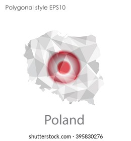 Poland map in geometric polygonal style.Abstract triangle,modern design background.