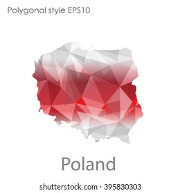 Poland map in geometric polygonal style.Abstract triangle,modern design background.